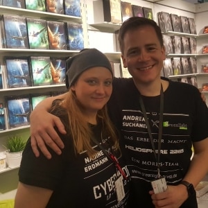 Nadine Erdmann und Andreas Suchanek auf der Frankfurter Buchmesse 2017.